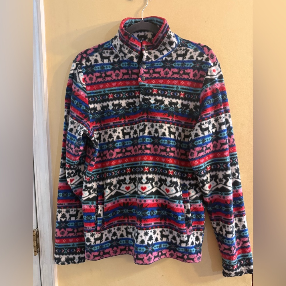 Vera Bradley Fair Isle 1/4 Snap Fleece Pullover featuring a Nordic pattern, M
